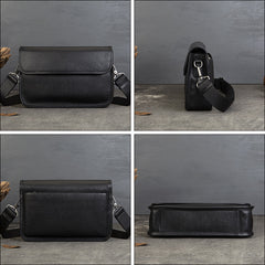 Business Vegetable Tanned Leather Crossbody Bag gray detail view