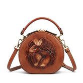 Niche Vegetable Tanned Leather Shoulder Bag brown front view