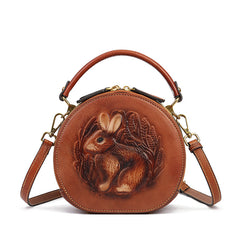 Niche Vegetable Tanned Leather Shoulder Bag brown front view