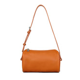 Cylindrical Vegetable Tanned Leather Crossbody Bag tan front view