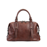 Vintage Vegetable Tanned Leather Tote Bag brown front view