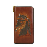 Distressed Vegetable Tanned Leather Clutch Bag brown front view