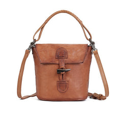 Bucket Vegetable Tanned Leather Bucket Bag tan front view