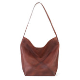 Autumn Vegetable Tanned Leather Tote Bag brown front view