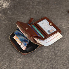 European Vegetable Tanned Leather Card Holder gray side view