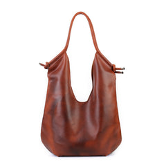 Underarm Vegetable Tanned Leather Shoulder Bag brown front view