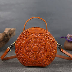 Small Vegetable Tanned Leather Crossbody Bag gray angled view
