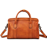 Retro Vegetable Tanned Leather Handbag orange front view