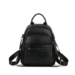 Large Capacity Vegetable Tanned Leather Backpack green front view
