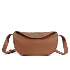 Compact Vegetable Tanned Leather Crossbody Bag tan front view