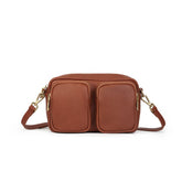 Single Vegetable Tanned Leather Crossbody Bag orange front view