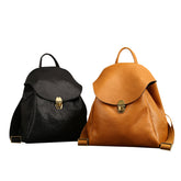 Vintage Vegetable Tanned Leather Backpack brown front view