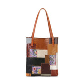 Handmade Vegetable Tanned Leather Tote Bag gray front view
