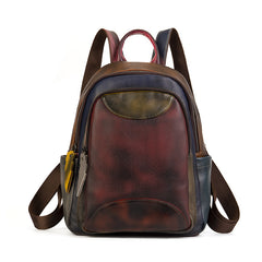 Travel Vegetable Tanned Leather Backpack brown front view