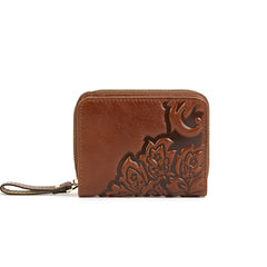 European Vegetable Tanned Leather Card Holder brown front view