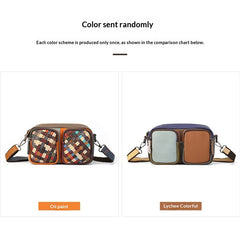 Woven Vegetable Tanned Leather Shoulder Bag gray detail view