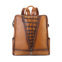 Lightweight Vegetable Tanned Leather Backpack tan front view