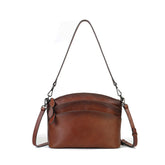 Commuter Vegetable Tanned Leather Crossbody Bag gray front view