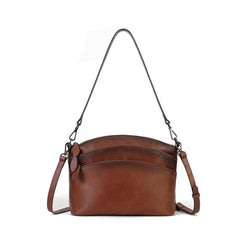 Commuter Vegetable Tanned Leather Crossbody Bag gray front view