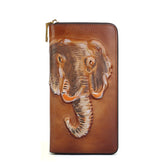 Phone Vegetable Tanned Leather Clutch Wallet tan front view