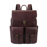 Unisex Vegetable Tanned Leather Backpack brown front view