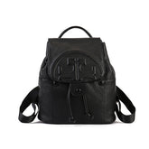 Solid Color Vegetable Tanned Leather Backpack green front view