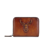 Short Vegetable Tanned Leather Card Holder brown front view