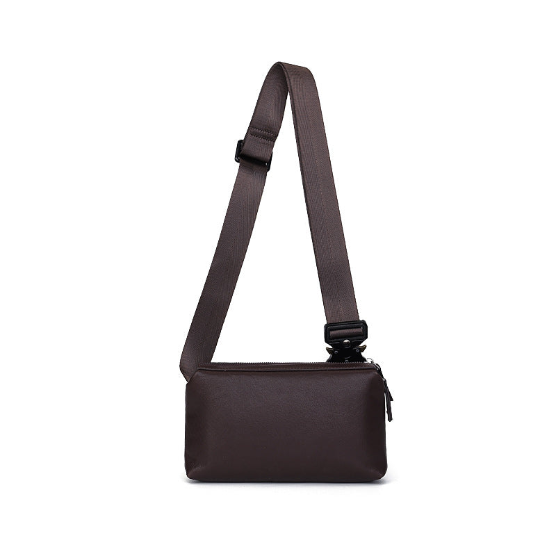 Stylish Vegetable Tanned Leather Crossbody Bag brown front view