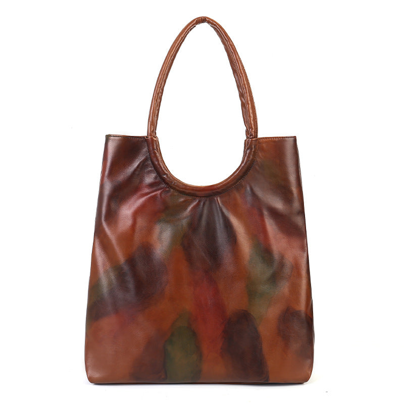 Handbags Vegetable Tanned Leather Tote Bag brown front view