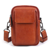Phone Vegetable Tanned Leather Crossbody Bag red front view