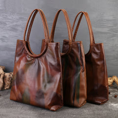 Handbags Vegetable Tanned Leather Tote Bag gray side view