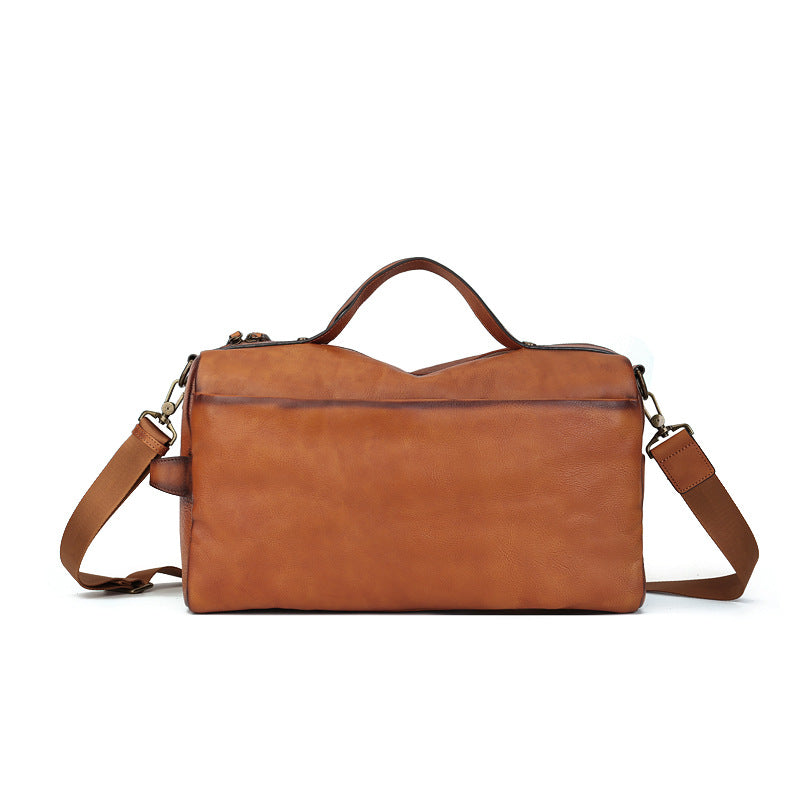Vintage Vegetable Tanned Leather Handbag tan front view
