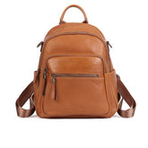 Retro Vegetable Tanned Leather Backpack tan front view