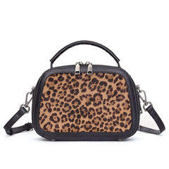 Horsehair Vegetable Tanned Leather Crossbody Bag gray front view