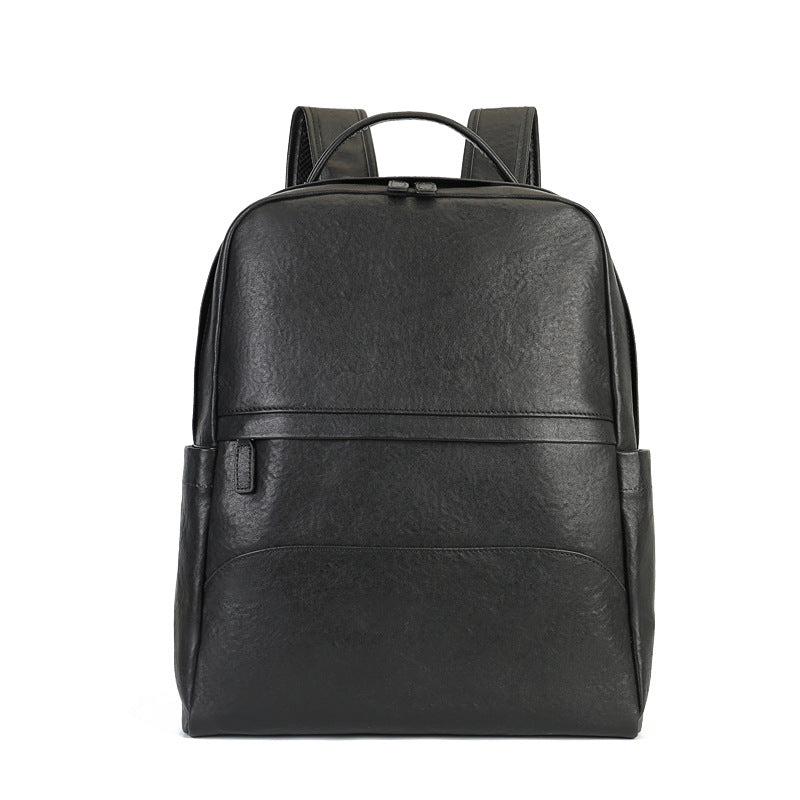 Business Vegetable Tanned Leather Laptop Backpack green front view