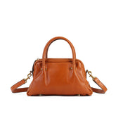 Chinese Style Vegetable Tanned Leather Tote Bag orange front view