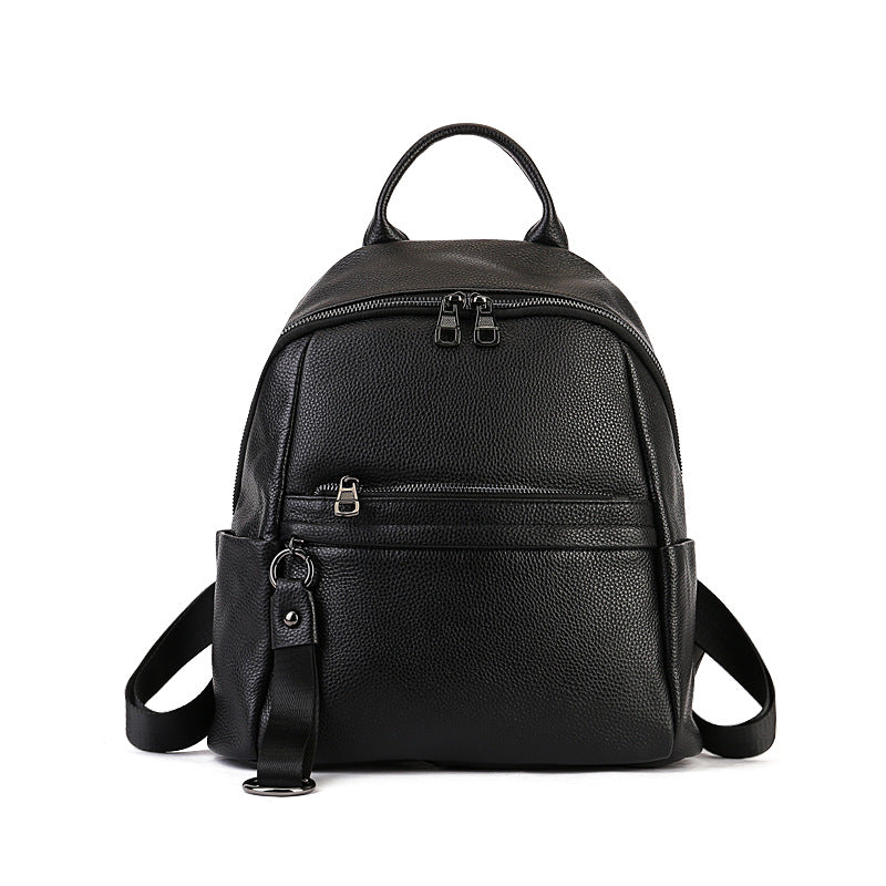 Versatile Vegetable Tanned Leather Backpack green front view