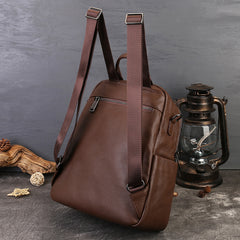 Suitable Vegetable Tanned Leather Backpack gray detail view
