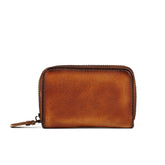Solid Color Vegetable Tanned Leather Card Holder brown front view