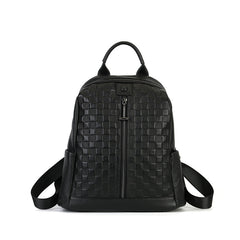 Checkerboard Vegetable Tanned Leather Backpack green front view