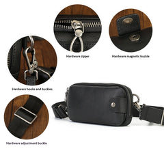 Casual Vegetable Tanned Leather Crossbody Bag brown angled view