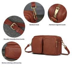 Single Vegetable Tanned Leather Crossbody Bag gray side view