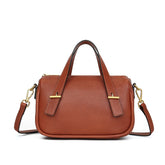 Compact Vegetable Tanned Leather Tote Bag orange front view