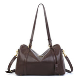 Underarm Vegetable Tanned Leather Crossbody Bag gray front view