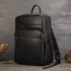 Casual Vegetable Tanned Leather Laptop Backpack brown angled view