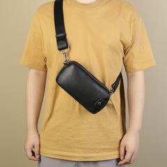 Casual Vegetable Tanned Leather Crossbody Bag tan detail view