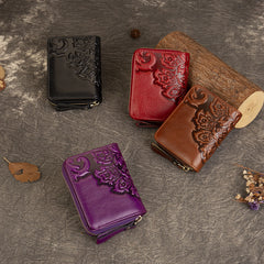 European Vegetable Tanned Leather Card Holder brown angled view