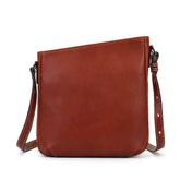 Versatile Vegetable Tanned Leather Crossbody Bag brown front view
