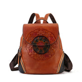 Niche Vegetable Tanned Leather Backpack brown front view