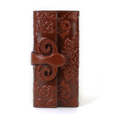 Multi Card Vegetable Tanned Leather Clutch Wallet brown front view
